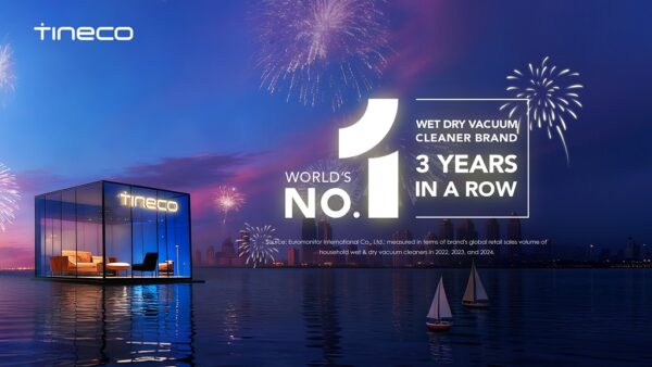 Tineco, recunoscut pentru al treilea an consecutiv ca lider global pe piața aspiratoarelor cu spălare